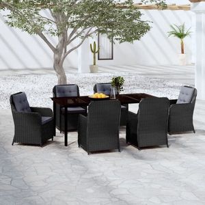 vidaXL Set de servit masa pentru grădină, 7 piese, negru imagine