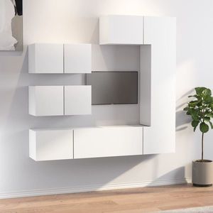 vidaXL Set dulap TV, 6 piese, alb, lemn prelucrat imagine