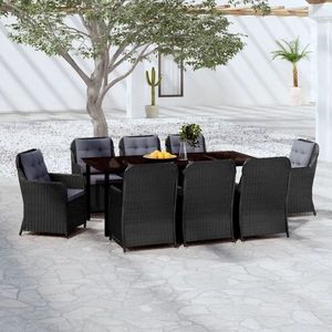 vidaXL Set mobilier pentru grădină, 9 piese, negru imagine