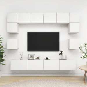 vidaXL Set dulapuri TV, 8 piese, alb, lemn prelucrat imagine
