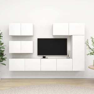 vidaXL Set dulapuri TV, 6 piese, alb, lemn prelucrat imagine