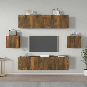 vidaXL Set dulapuri TV, 6 piese, stejar fumuriu, lemn prelucrat imagine