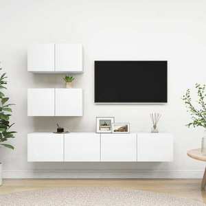 vidaXL Set dulapuri TV, 4 piese, alb, lemn prelucrat imagine