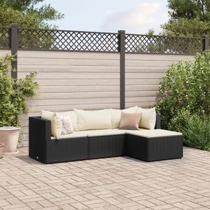 vidaXL Set mobilier relaxare grădină 4 piese cu perne poliratan negru imagine
