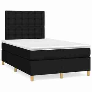vidaXL Pat cu arcuri, saltea și LED, negru, 120x190 cm, textil imagine