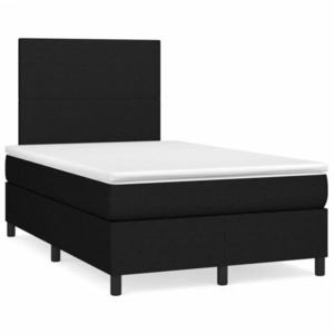 vidaXL Pat cu arcuri, saltea și LED, negru, 120x190 cm, textil imagine