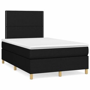 vidaXL Pat cu arcuri, saltea și LED, negru, 120x190 cm, textil imagine
