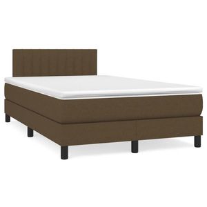 vidaXL Pat cu arcuri, saltea și LED, maro închis, 120x190 cm, textil imagine