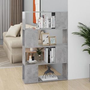 vidaXL Bibliotecă/Separator cameră, gri beton, 80x24x124, 5 cm, PAL imagine