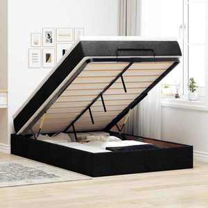 vidaXL Cadru de pat otoman cu saltea Negru 120x190 cm Tesatura imagine