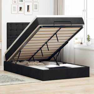 vidaXL Cadru de pat otoman cu saltea Negru 120x190 cm Tesatura imagine