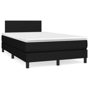 vidaXL Pat cu arcuri, saltea și LED, negru, 120x190 cm, textil imagine