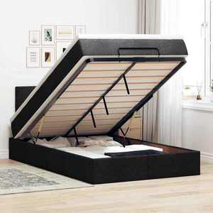 vidaXL Pat otoman cu saltea negru 120x190 cm stofa imagine