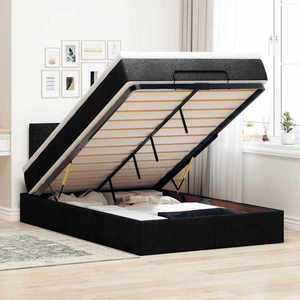 vidaXL Pat otoman cu saltea negru 120x190 cm stofa imagine