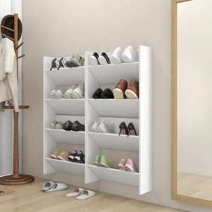 vidaXL Pantofare de perete, 4 buc., alb, 60x18x60 cm PAL imagine