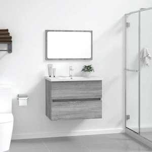vidaXL Set mobilier de baie, 2 piese, gri sonoma, lemn prelucrat imagine