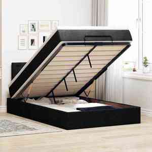 vidaXL Pat otoman cu saltea negru 120x190 cm stofa imagine