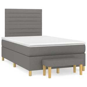 vidaXL Pat box spring cu saltea, negru, 120x190 cm, catifea imagine