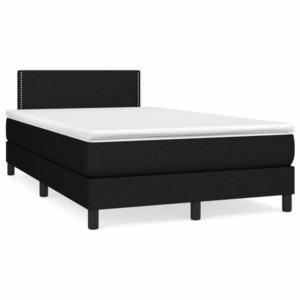 vidaXL Pat cu arcuri, saltea și LED, negru, 120x190 cm, textil imagine
