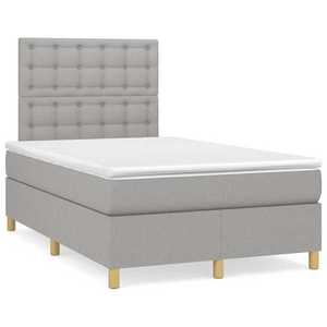 vidaXL Pat box spring cu saltea, gri deschis, 120x190 cm, textil imagine