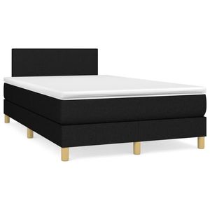 vidaXL Pat cu arcuri, saltea și LED, negru, 120x190 cm, textil imagine