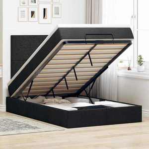 vidaXL Cadru de pat otoman cu saltea Negru 120x190 cm Tesatura imagine