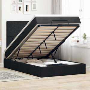 vidaXL Cadru de pat otoman cu saltea Negru 120x190 cm Tesatura imagine