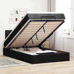 vidaXL Pat otoman cu saltea negru 120x190 cm stofa imagine