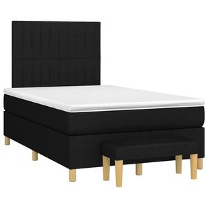vidaXL Pat box spring cu saltea, negru, 120x190 cm, catifea imagine