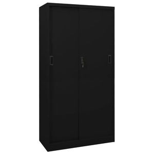 vidaXL Dulap de birou cu ușă glisantă, negru, 90x40x180 cm, oțel imagine