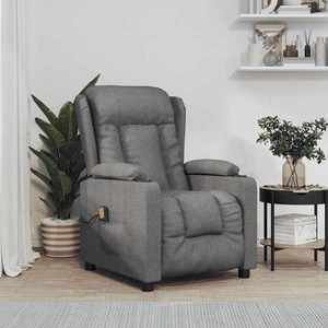 vidaXL Fotoliu de masaj, gri închis, material textil imagine