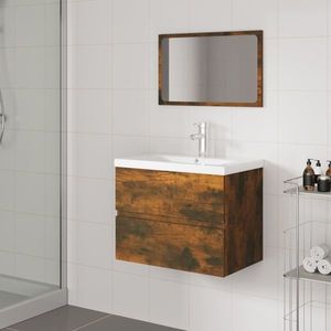 vidaXL Set de mobilier de baie, stejar fumuriu, lemn prelucrat imagine