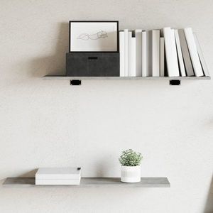 vidaXL Plăci bibliotecă, gri beton, 4 buc, 80 x 20 x 1, 5 cm, lemn imagine