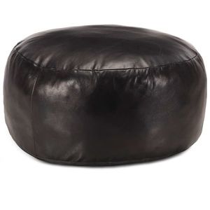vidaXL Fotoliu puf, negru, 60 x 30 cm, piele naturală de capră imagine