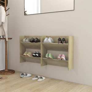 vidaXL Pantofare de perete, 2 buc., stejar sonoma, 60x18x60 cm PAL imagine