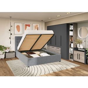 Set Mobila Dormitor Noce T3 cu Pat Tapitat imagine