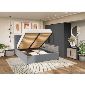 Set Mobila Dormitor Noce T2 cu Pat Tapitat imagine
