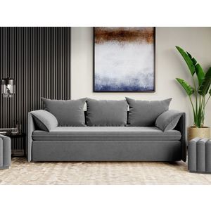 Canapea Extensibila Vanilla Stofa Catifea Gri Deschis imagine