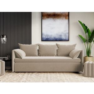 Canapea Extensibila Vanilla Stofa Catifea Crem imagine