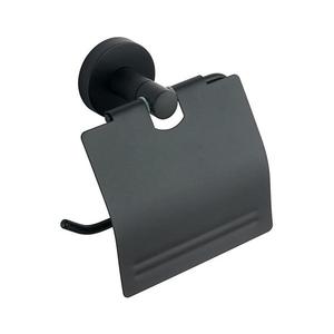 Suport de hârtie igienică cu capac Aqualine SAMBA negru imagine