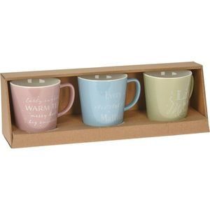 Set 3 căni din porțelan EH Tea time, 330 ml imagine
