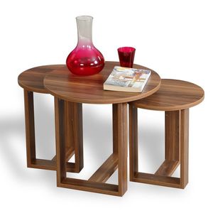 Masă pliabilă Mira Walnut, 3 buc, maro închis imagine