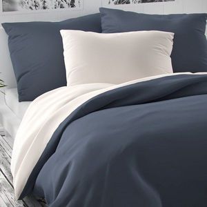 Lenjerie de pat 1 pers., Luxury Collection din satin, alb/gri, 140 x 220 cm, 70 x 90 cm, gri, 140 x 220 cm, 70 x 90 cm imagine