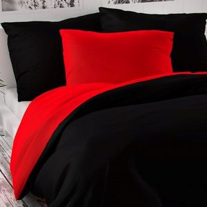 Lenjerie de pat din satin Luxury Collection, roşu /negru, 140 x 200 cm, 70 x 90 cm, roșu, 140 x 200 cm, 70 x 90 cm imagine