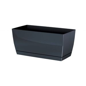 Ghiveci din plastic Coubi Case, cu vas, grafit, diam. 39 cm imagine