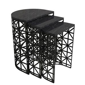 Masă pliabilă Stil Black Marble, 3 buc, negru imagine