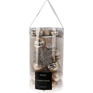 Set de ornamente de Crăciun Cristal auriu, 57 buc imagine