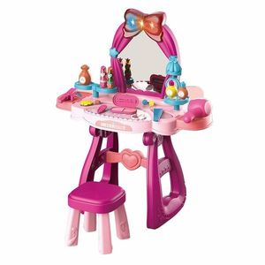 Baby Mix Masă de toaletă pentru copii cu scaunroz, 57 x 29 x 69, 5 cm imagine