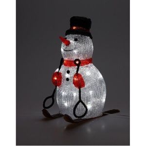 Decorațiune de Crăciun cu LED Om de zăpadă pe schiuri 30 LED , roșu, 31 cm imagine