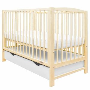New Baby Pătuț pentru copii Lilly cu laturidetașabile și sertar, natural imagine